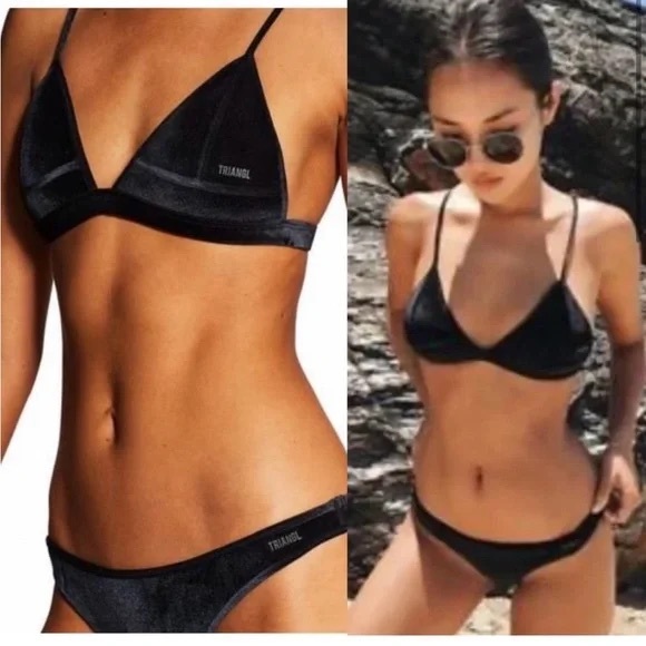 Triangl Black Velvet Swimsuit Bikini - Picture 1 of 2